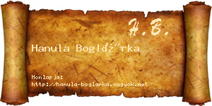 Hanula Boglárka névjegykártya